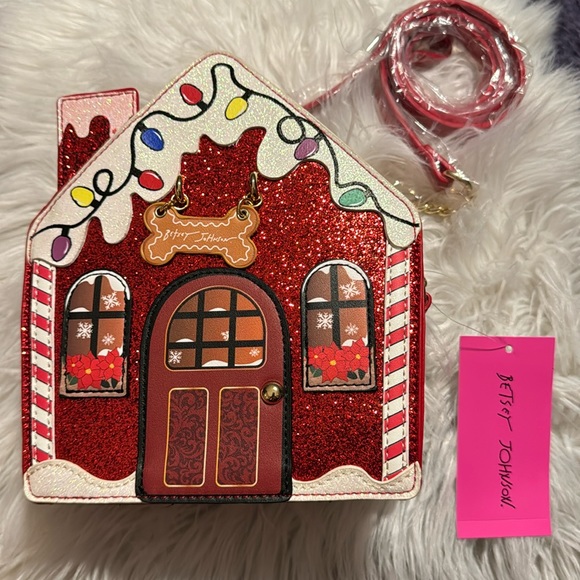 Betsey Johnson Handbags - betsey johnson gingerbread christmas house bag